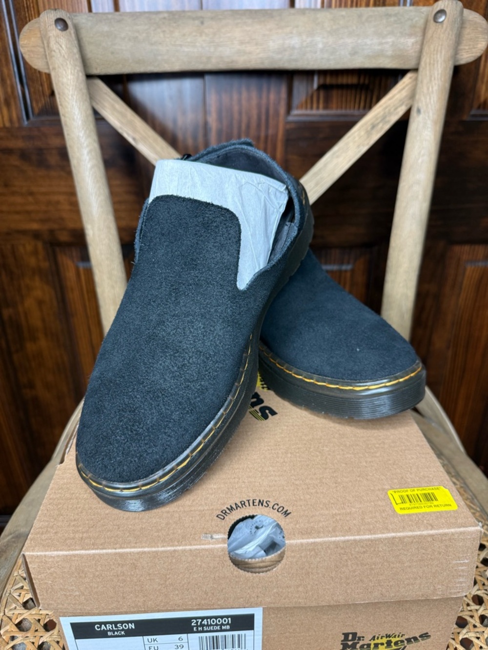 Dr. Martens Black Suede Slip-On Loafers
